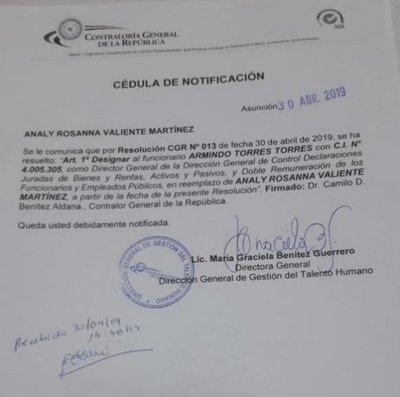 Contraloría: destituyen a esposa de senador liberal - Nacionales - ABC Color