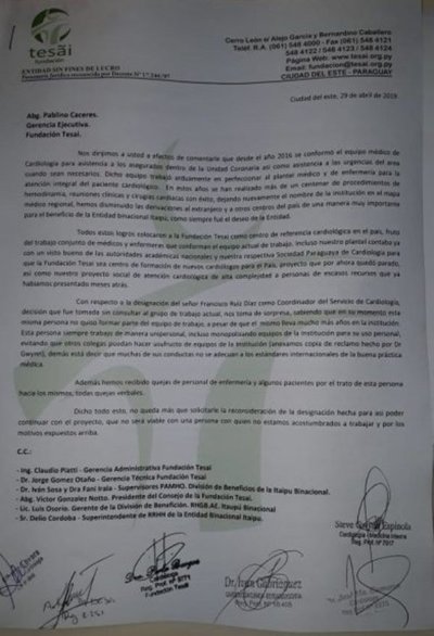 Tesãi: Cuestionan designación de médico - Nacionales - ABC Color