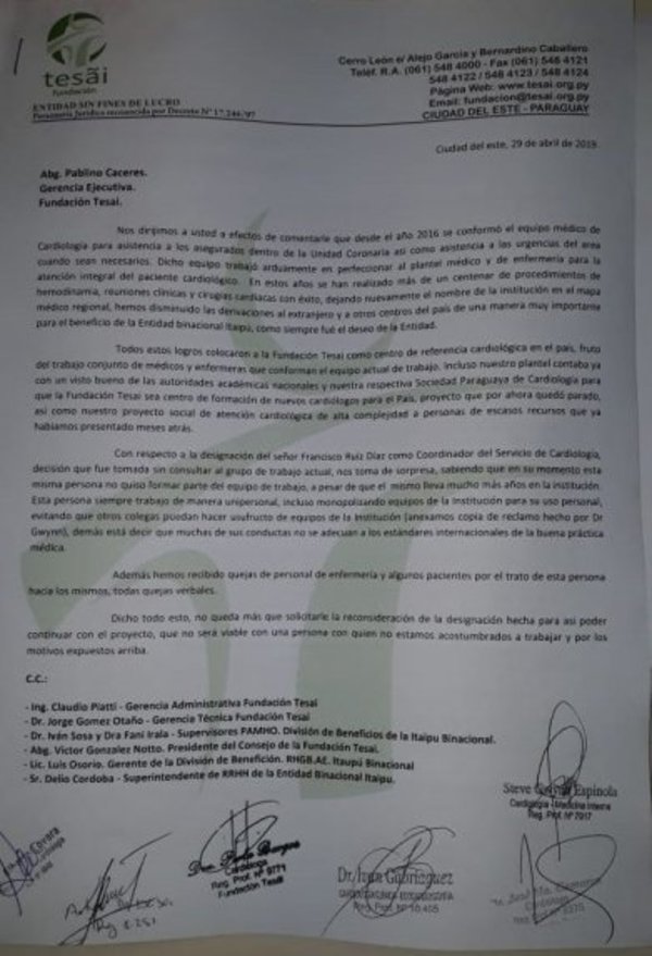 Tesãi: Cuestionan designación de médico - Nacionales - ABC Color