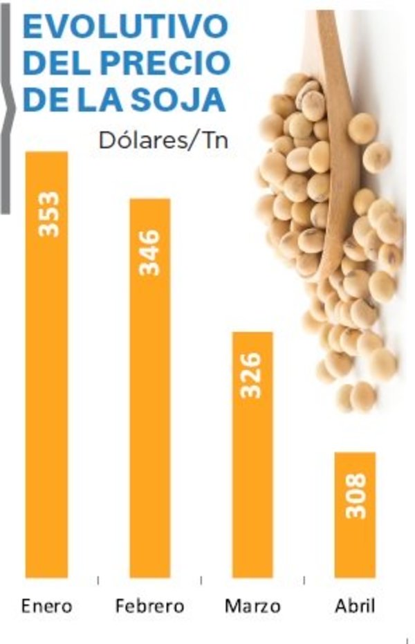 Precio de la soja cae 12% en lo que va del año