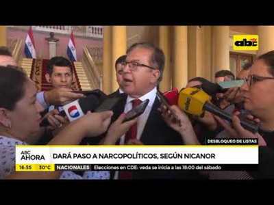 Desbloqueo dará paso a narcopolíticos, según Nicanor - Tv - ABC Color