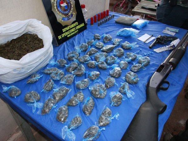 Detienen a dos hombres con armas y drogas en Asunción