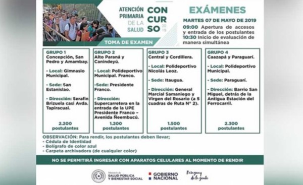 Concurso para APS será este martes en Franco