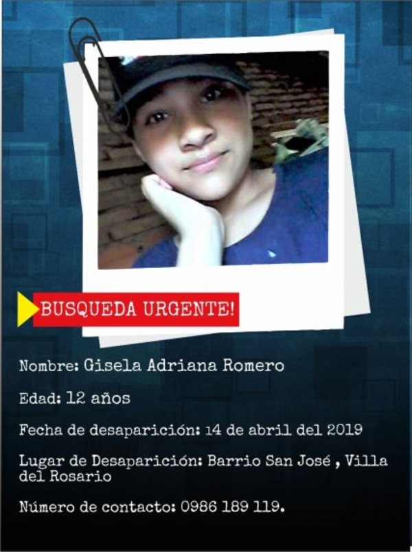 Niña está desaparecida desde el 14 de abril - Nacionales - ABC Color