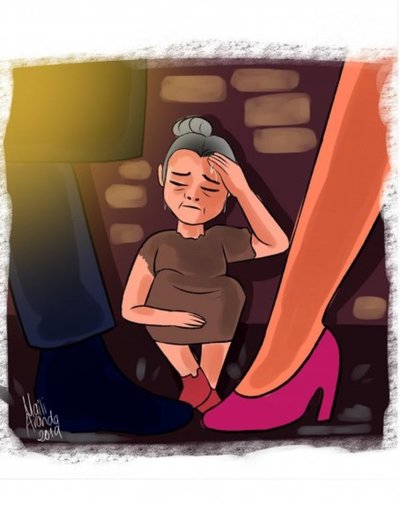 Una abuela solitaria en espera de monedas para retornar a su casa - Periodismo Joven - ABC Color