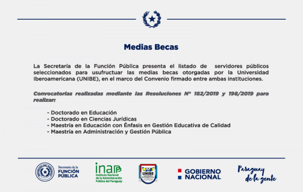 La SFP presenta a los seleccionados para usufructuar las medias becas que otorga la UNIBE