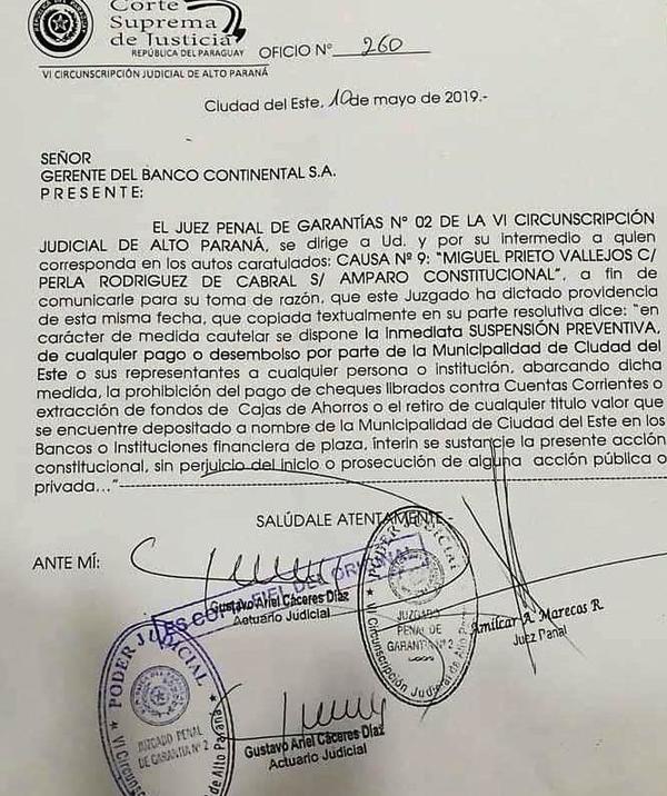 Juez suspende todo los pagos en comuna esteña y genera conflicto - ADN Paraguayo
