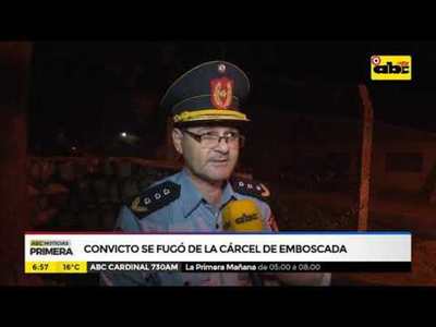 Convicto se fugó de la cárcel de Emboscada - Tv - ABC Color