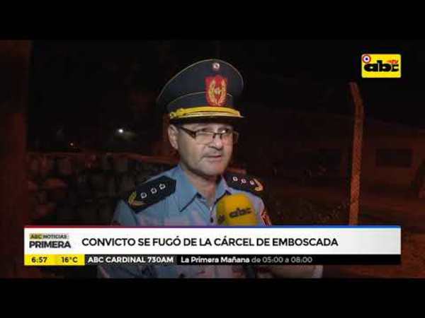 Convicto se fugó de la cárcel de Emboscada - Tv - ABC Color