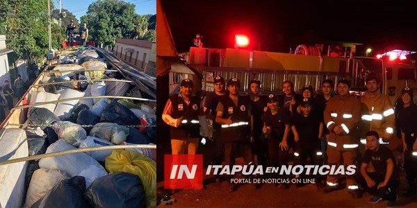 SOLIDARIDAD: BOMBEROS DE ITAPÚA LLEGARON CON DONATIVOS A ÑEEMBUCÚ.