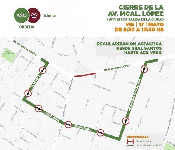 Mañana cerrarán parte de la Avenida Mcal. López - Nacionales - ABC Color