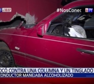 Ebrio al volante chocó por un poste y derribó una pared - Paraguay.com