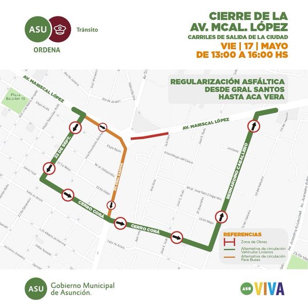 Tráfico caótico: Una parte de la Av. Mcal López está cerrada por obras » Ñanduti