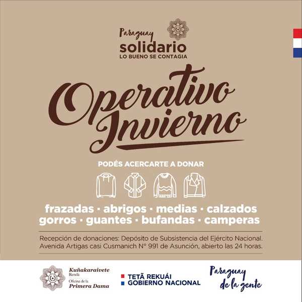 Instan a sumarse al «Operativo Invierno» mediante donaciones de abrigos | .::Agencia IP::.