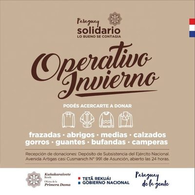 Instan a sumarse al «Operativo Invierno» mediante donaciones de abrigos » Ñanduti