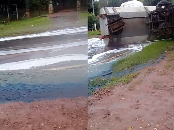 Transportador volcó y derramó 19.000 litros de combustible