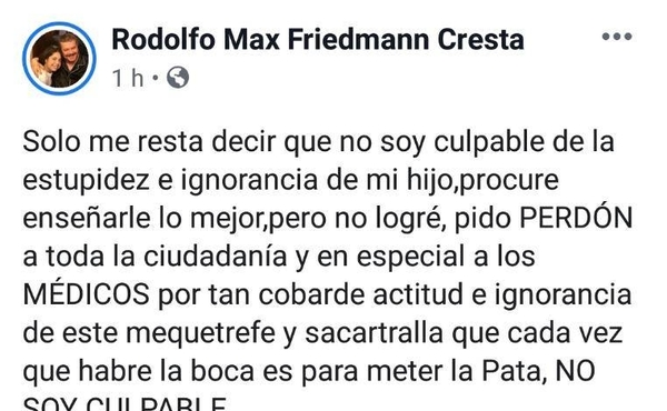 HOY / Friedmann padre dispara contra  su hijo senador: "Mequetrefe y  cobarde...ignorante"