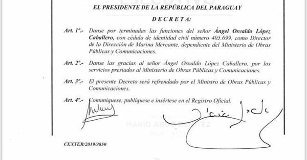 Destituyen al presidente de la Marina Mercante - Nacionales - ABC Color