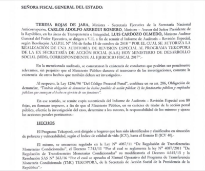 Ejecutivo denuncia irregularidades en Tekoporã durante el 2017 - Radio 1000 AM