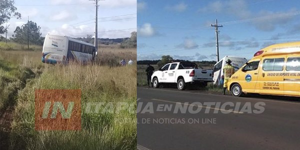 ÓMNIBUS TERMINÓ EN UNA CUNETA AL COSTADO DE LA RUTA 1