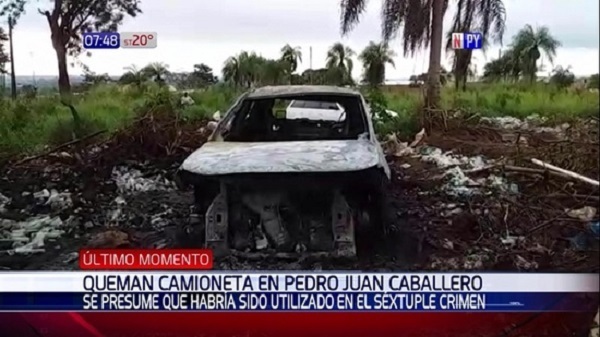 Incineran vehículo usado en masacre en Pedro Juan