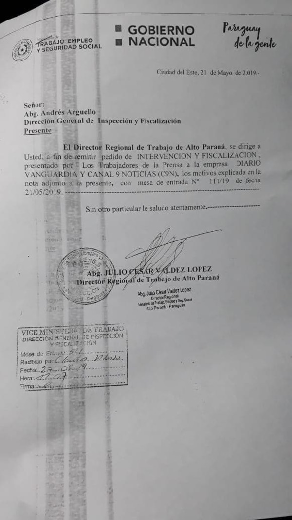 Piden intervención del Diario Vanguardia y C9N
