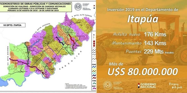 MOPC ANUNCIA OBRAS POR U$D 80.000.000 PARA ITAPÚA.