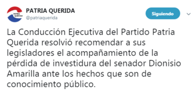A favor de la pérdida de investidura de Dionisio Amarilla - Radio 1000 AM