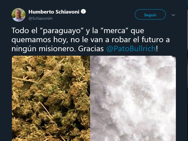 Candidato argentino se refiere a la marihuana como "paraguayo"