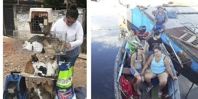 INVIERTEN SU TIEMPO LIBRE RESCATANDO GATOS EN ZONAS INUNDADAS DE ASUNCIÓN.