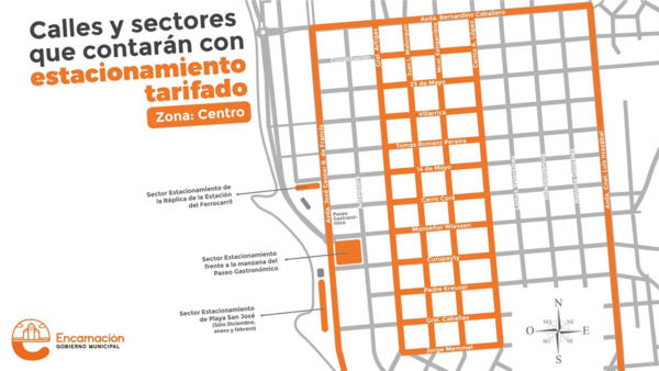 Encarnación: Estacionar en zona centro y comercial tendrá costo
