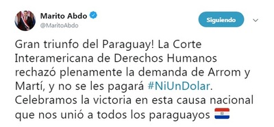 Presidente celebra fallo de Corte Interamericana