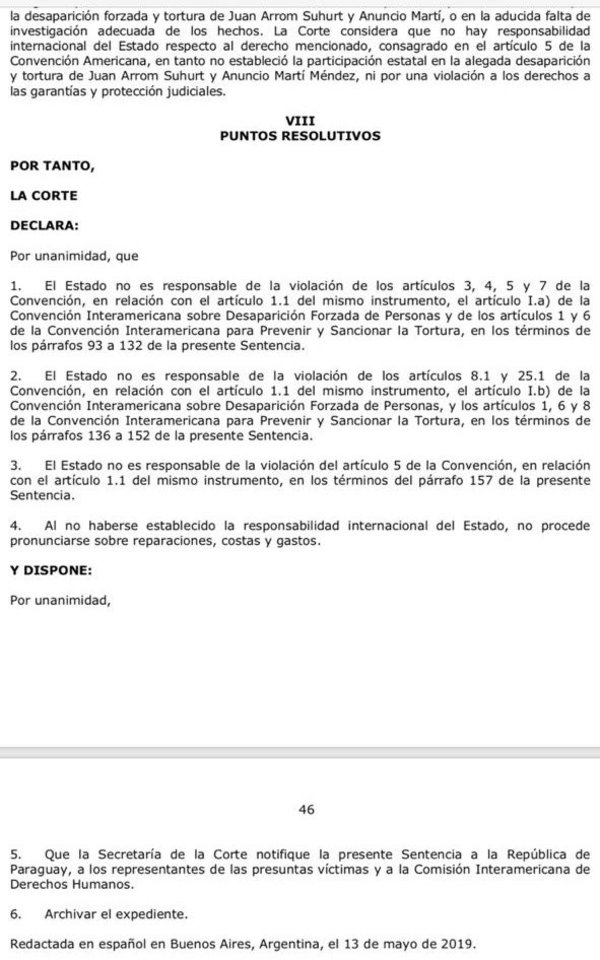 Califican de histórico, fallo de la CIDH a favor del Estado paraguayo - .::RADIO NACIONAL::.