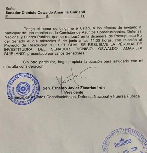Zacarías se pega el lujo de convocar a otro corrupto para pérdida de investidura