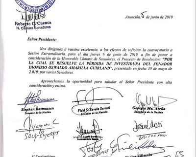 Piden sesión extra para tratar pérdida de investidura de Amarilla