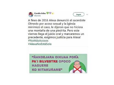 Hacen tuitazo contra  acoso,  a días del juicio  contra cura