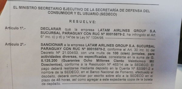 Usuario reclama resarcimiento a Latam - Nacionales - ABC Color