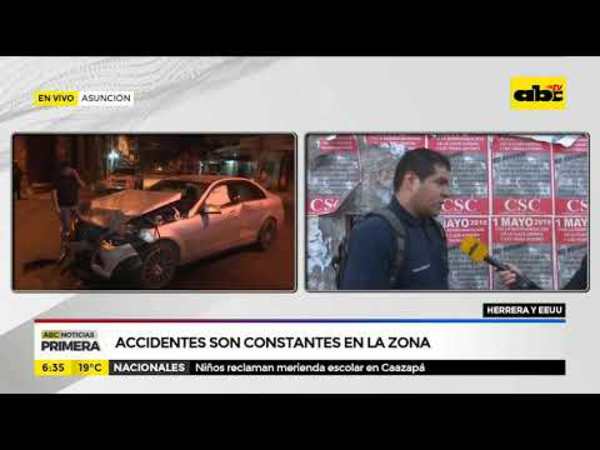 Aparatoso choque en el microcentro: Accidentes son constantes en la zona - Tv - ABC Color