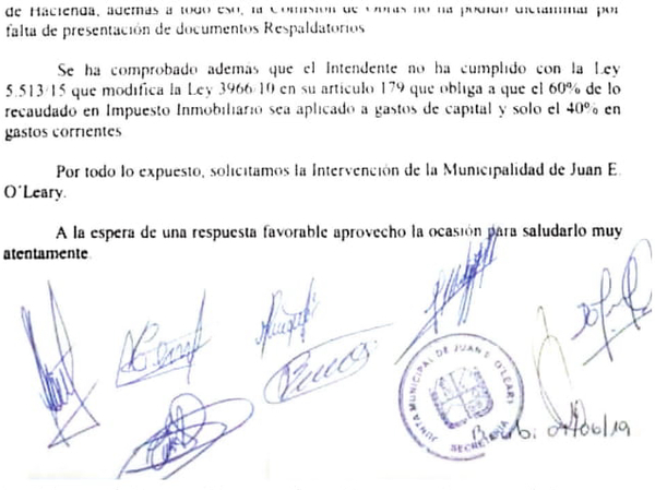 Piden la intervención de Comuna de O’Leary | Diario Vanguardia 08