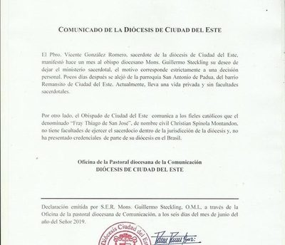 Diócesis desautoriza labor de fray brasileño como sacerdote
