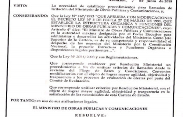 Desde mañana rigen nuevas reglas para licitaciones en el MOPC - ADN Paraguayo