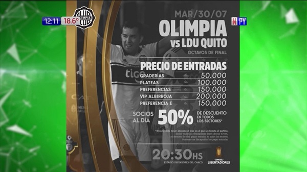 A la venta entradas para ver Olimpia vs Liga de Quito | Noticias Paraguay