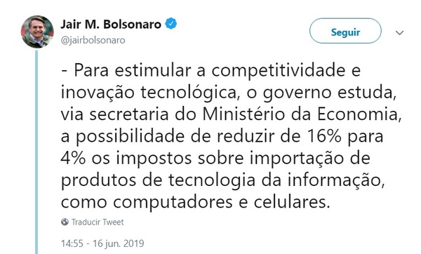 Brasil estudia reducir impuestos a productos tecnológicos