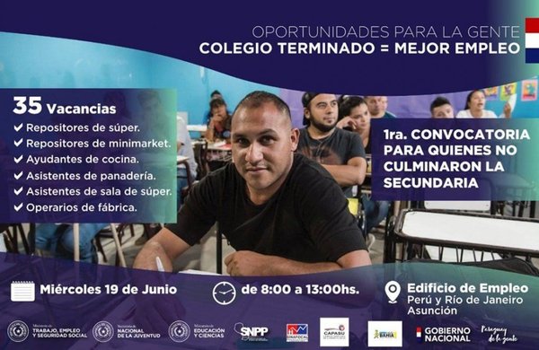 Oportunidad laboral para quienes no terminaron el colegio - Nacionales - ABC Color