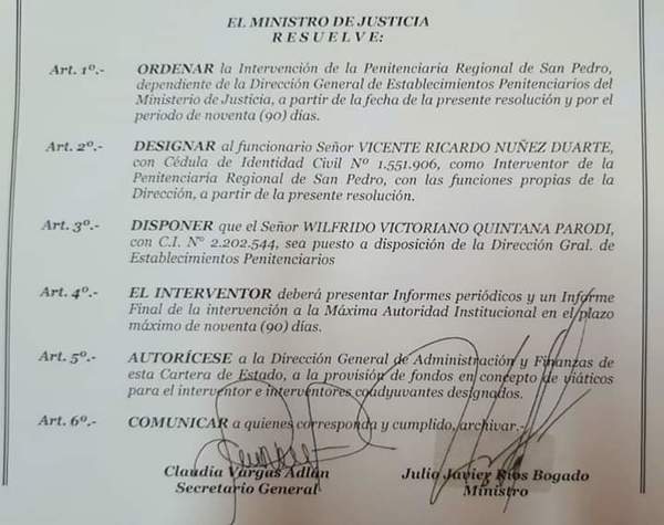 Designan a nuevo director de Establecimientos Penitenciarios y del Penal de San Pedro - .::RADIO NACIONAL::.