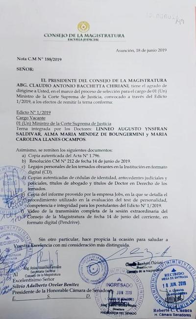 Terna para la Corte ya está en el Senado - ADN Paraguayo