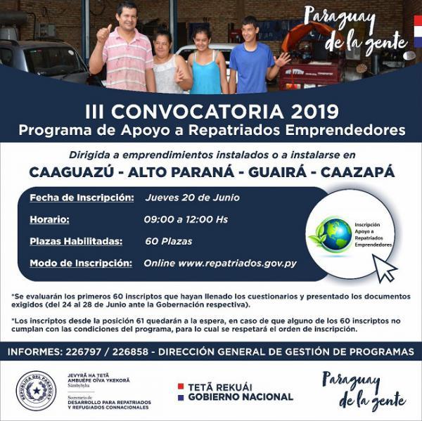 Convocan a repatriados emprendedores para programa de apoyo