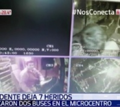 Así fue el choque entre buses en el microcentro de Asunción - Paraguay.com