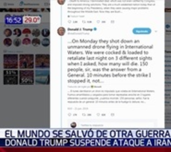 Donald Trump suspende bombardeo a Irán - Paraguay.com