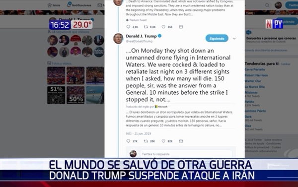 Donald Trump suspende bombardeo a Irán | Noticias Paraguay